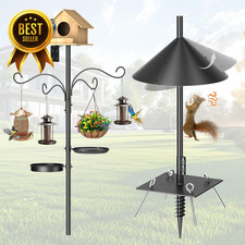 92in Heavy Duty Bird Feeder Pole Squirrel Proof Station 4 Hooks