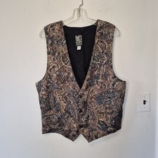 Vintage Attitudes Vest Men Medium Button Up Abstract Pattern Made in USA 90s