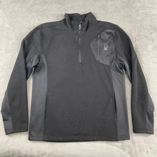 Spyder Pullover Jacket Bandit Men's Size L Black 1/4 Zip Fleece Lined