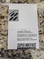 SNES Super Nintendo Original Console System Manual/Booklet Consumer information