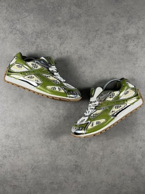 Bottega Veneta Orbit Sneaker Grün Silber Weiß Größe 46