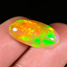 Natural Loose Gemstone Ethiopian Multi Fire Opal Oval Cabochon 6.3 CT AAA