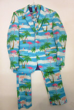 Opposuit Flamingo Tropical Novelty Suit Jacket Pants Tie Polyester Men's Sz 44