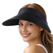 Sun Hats for Women - Wide Brim Sun Visor Hat for Women, UPF50 Black