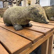 LARGE STONE BEAUTIFUL BADGER GARDEN  SCULPTURE BEAUTIFULLY AGED/WEATHERED