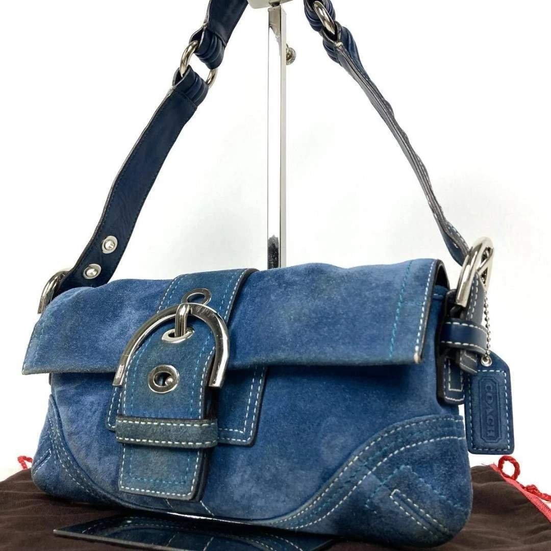 Coach Women's Suede Exterior Blue Bags & Handbags for Women for
