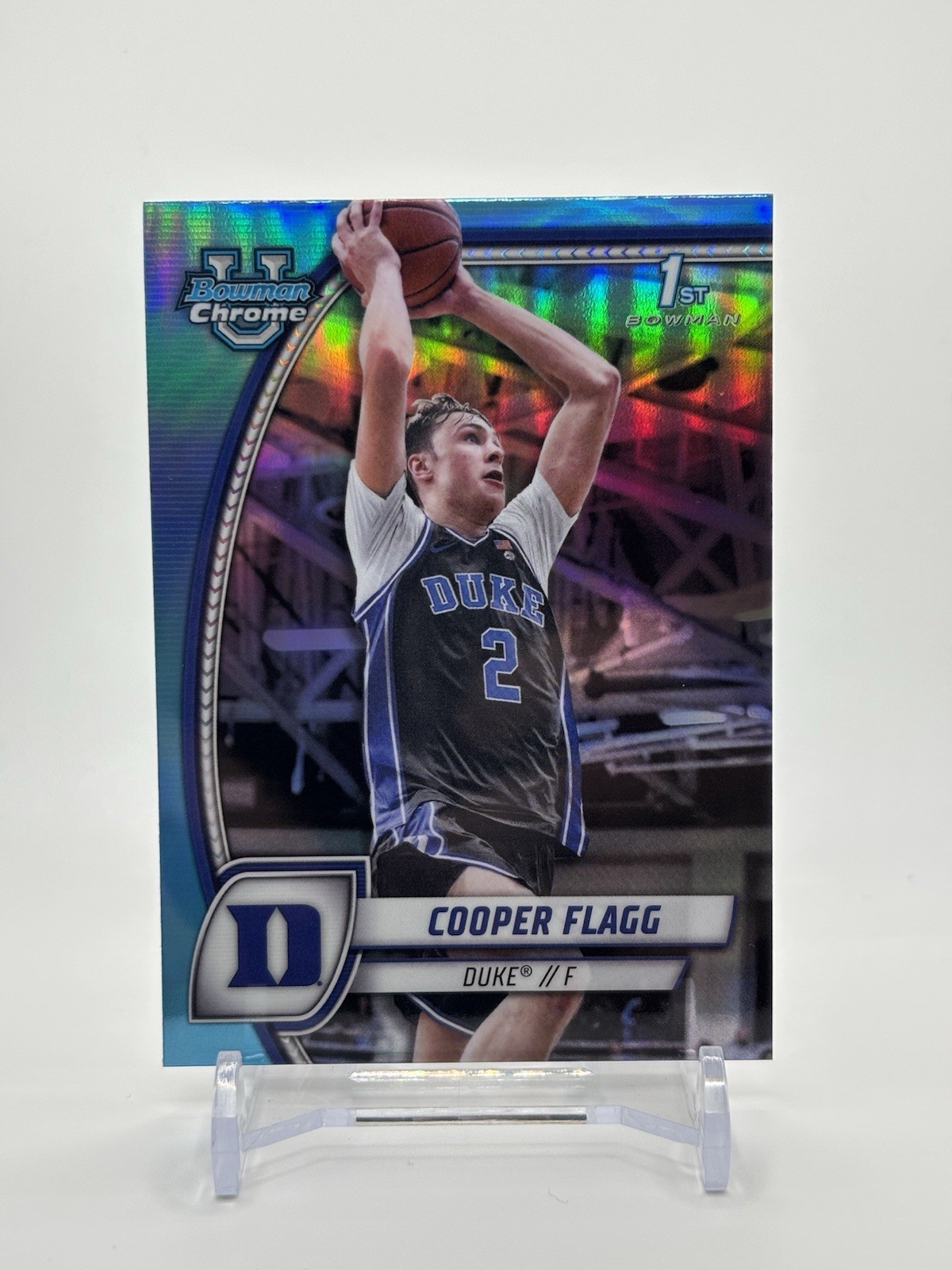 Cooper Flagg 2024-25 Bowman University Chrome Sky Blue Refractor Duke RC #16