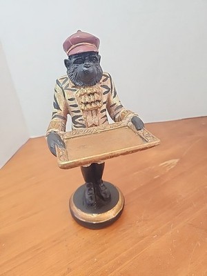 9'' tall  1.5 Lbs. Vintage Monkey Butler for cigarettes? calling cards? 
