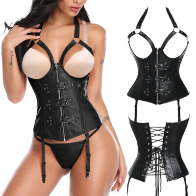 Women's Corset Bustier Basque Lingerie Overbust Party Costume Plus Size Top