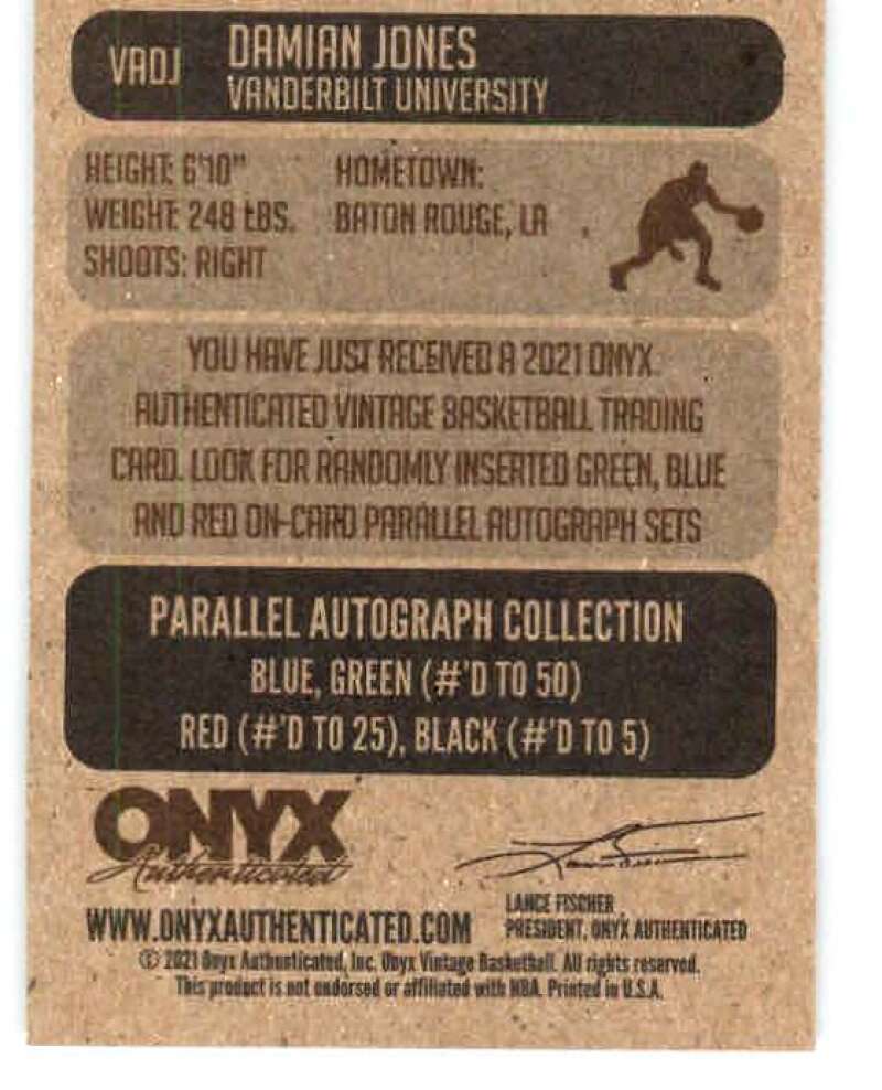 2021-22 Onyx Vintage Blue Signatures #VBDJ Damian Jones RC Rookie