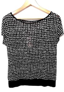 Cable-amp-Gauge-womens-Blouse-Multi-Color-Stretch-Short-Sleeve-top-size-L