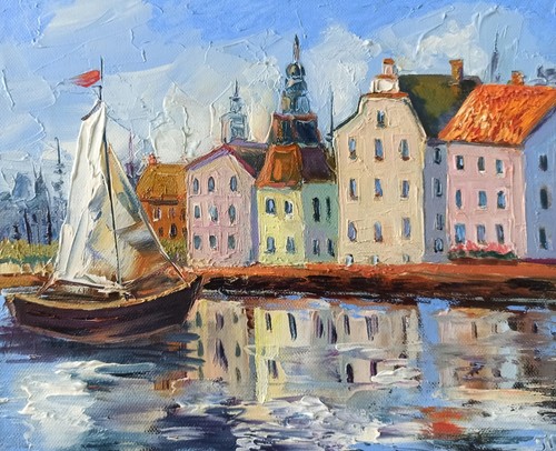 Seascape Original Art Impressionism Oil Painting on canvas Seaside 25x30cm