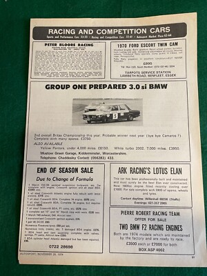 BMW 3.0 SI GROUP ONE PREPARED 1974 POSTER ADVERT A4 FILE XB