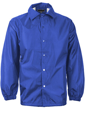 Men's Water Resistant Lightweight Button Up Windbreaker Drawstring Coach Jacket