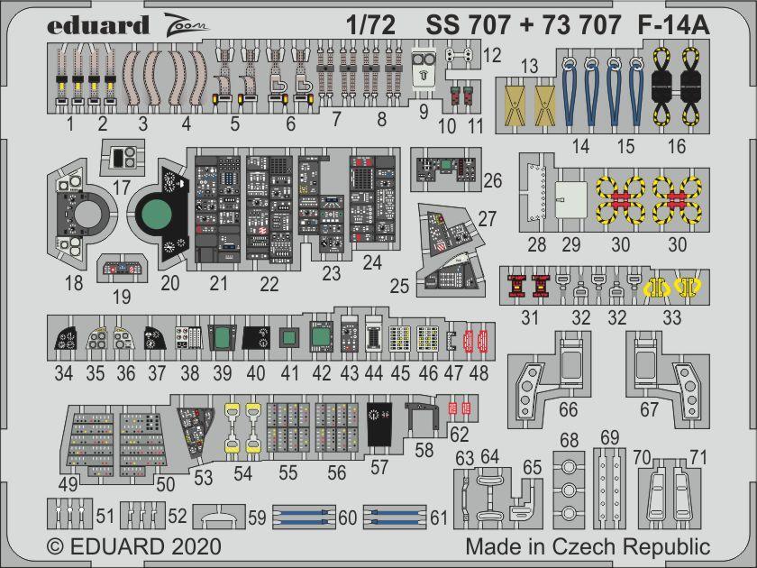 EDP73707 - Eduard Photoetch 1:72 - F-14A (Academy)