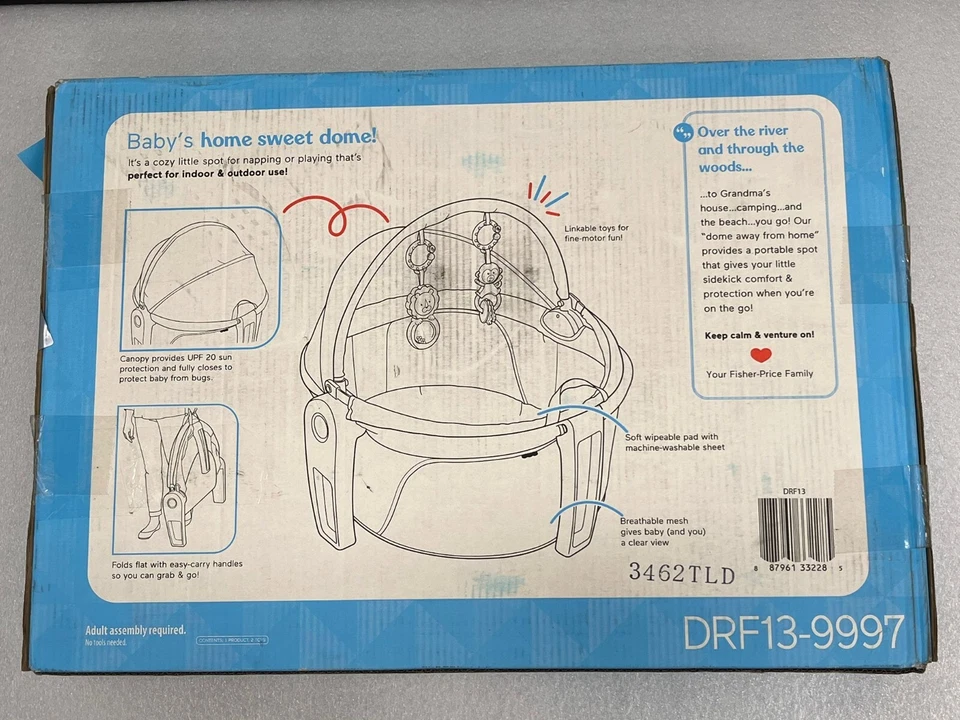 Cuna portátil Fisher-Price para bebé y espacio de juego sobre la marcha cúpula para bebé con juguetes Foto 3 de 3