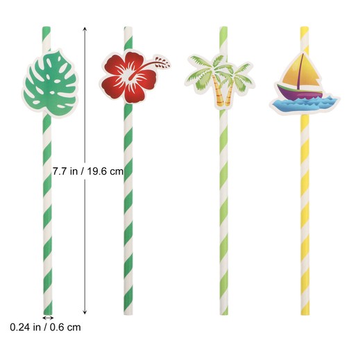 40 PCS Coconut Tree Paper Straw Bride Party Hawaiian Decorations for - Picture 5 of 12