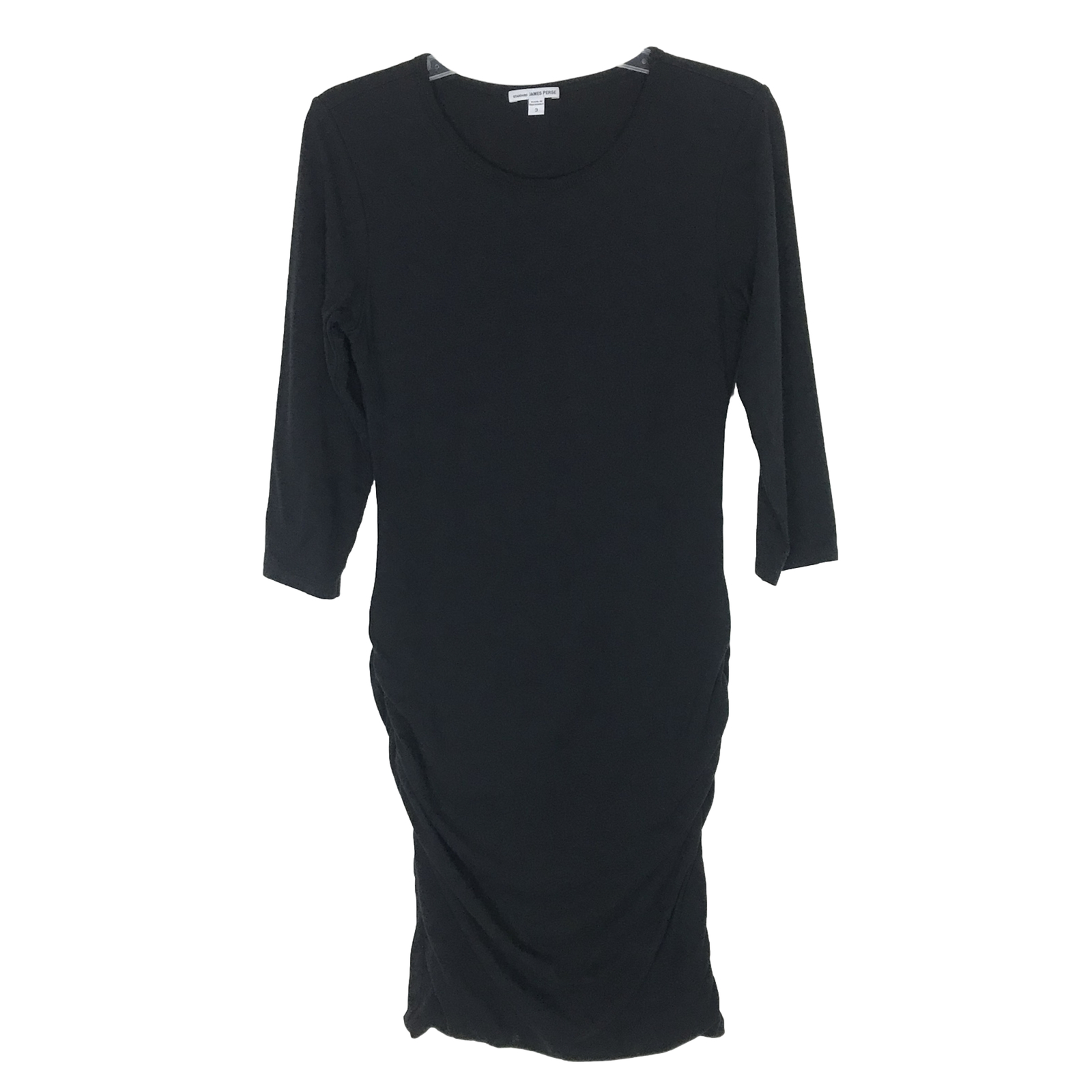 Standard James Perse 3/4 Sleeve Black Jersey Knit Ruc… Gem