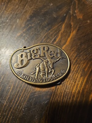 big red chewing tobacco belt buckle VTG Big Red Chewing Tobacco Advertising Men's Belt Buckle Brass