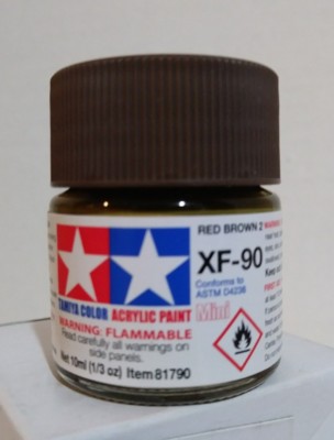 tamiya acrylic paint XF-90, Red Brown 2. 10ml. Mini.