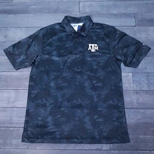 CHAMPION Texas A&M Aggies Golf Polo Shirt Mens 2XL Floral Tropical Black Grey