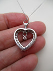 14K White Gold 23 Diamond floating Heart Pendant Necklace 18" — photo 6