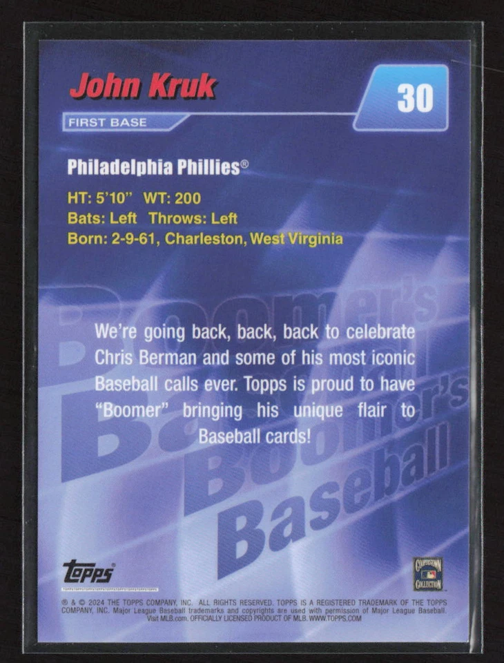 2024 Topps x Chris Berman Boomers Baseball #30 John Kruk Gold /149 - Image 2 of 2