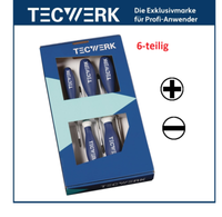 Tecwerk Schraubendrehersatz 6-Teilig Schlitz / Ph 3-Komponentengriff Rundklinge