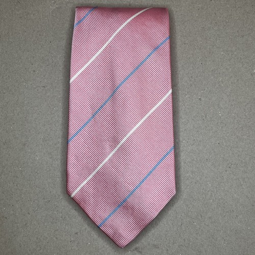 £125 BARNEYS NEW YORK MENS PINK & BLUE SILK STRIPE TIE MADE IN ITALY Y8 - Picture 2 of 10