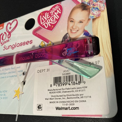 Kids JOJO SIWA Square Pink SPARKLE SUNGLASSES 100% UV Protection - Picture 7 of 9