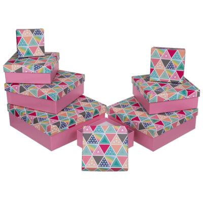 8 Rosa Geschenkkartons mit Muster in verschiedenen Größen Kartons bunt Abstrakt
