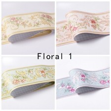 Papier Peint Bordure Auto-Adhésif 5 M Floral PVC Carrelage Autocollant