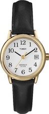 Timex T2H341 Women's Easy Reader Black Leather Strap Watch