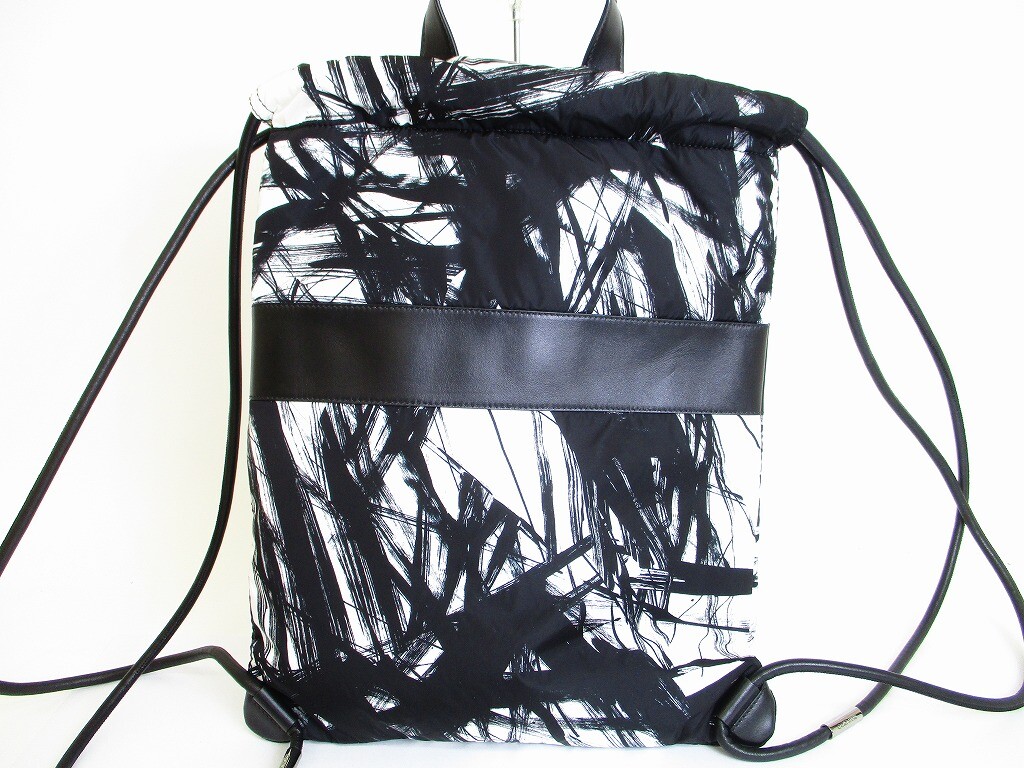 Auth Jimmy Choo White and Black Nylon Back Pack Day Pack Purse