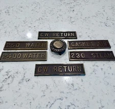 6 Rare Bronze Goodyear Tire & Rubber Co Manufacturing Machine Plaques + 1 Badge