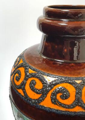 SCHEURICH WEST GERMAN POTTERY FAT LAVA GLAZE LARGE FLOOR VASE 486