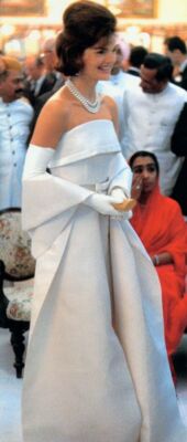 1960's Evening Gown Crochet Jackie Kennedy Elegant Dress Wrap Gloves Purse  Pearl