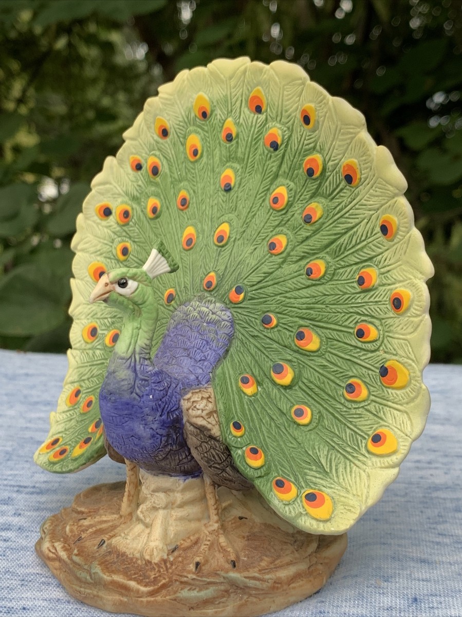 置物 PECO Vintage LEFTON CHINA George Design PEACOCK Open Feathers Figurine