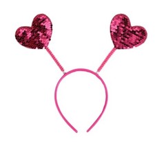 Valentines Day Head BandsSparkly Hearts Pink. Valentine Heart Bopper Headbands