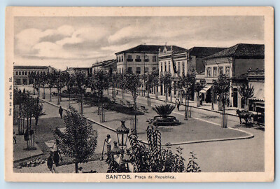 Santos Sao Paulo Brazil Postcard Work for the Republic c1930's Unposted Vintage