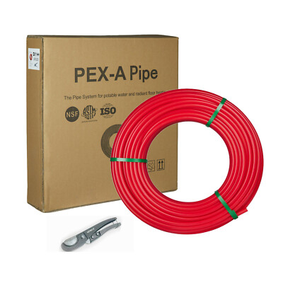 1/2'' x 300ft Red Pex-A Pipe/Tubing for Potable Water-Plumbing, Free Pipe Cutter