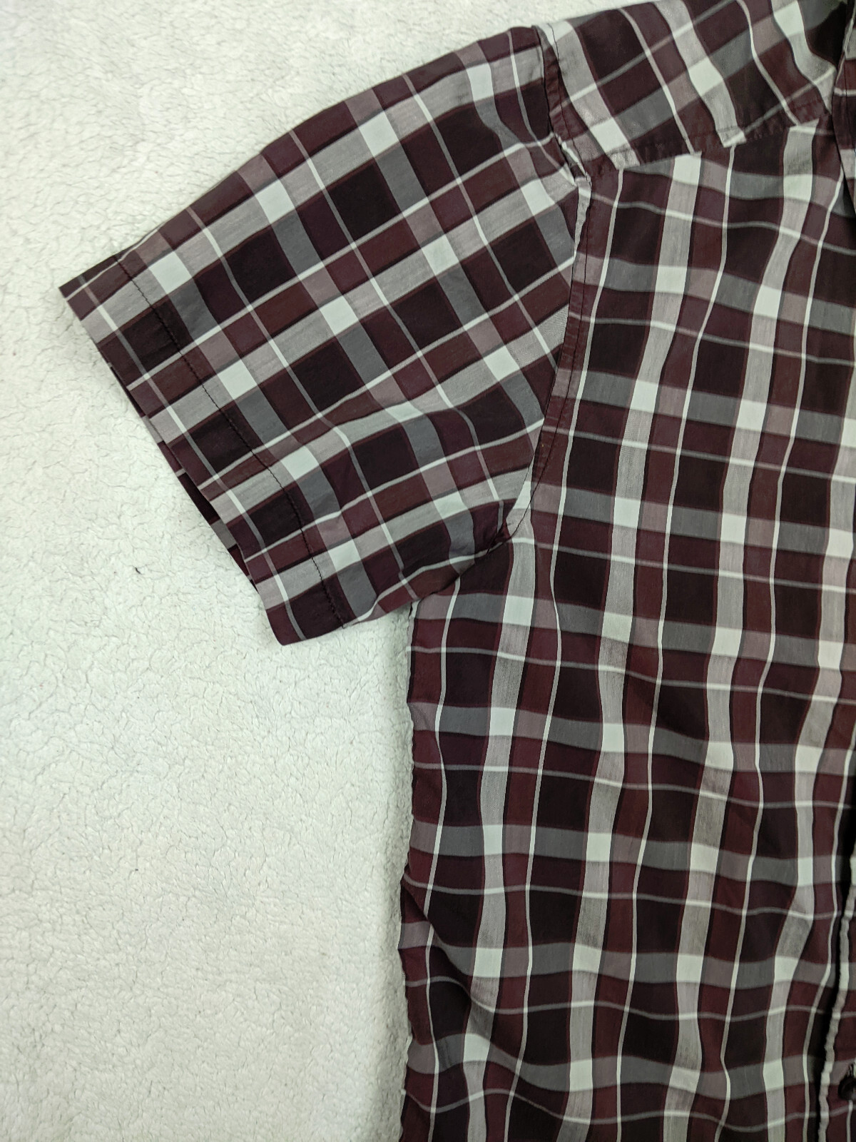 ARC'TERYX ARCTERYX Camicia Uomo S Grigio Borgogna Plaid Bottoni Manica Corta Campeggio Distressed