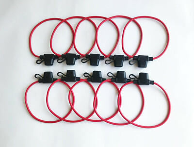 10PCS 12 GA. WATERPROOF IN-LINE ATM MINI BLADE FUSE HOLDER 100% OFC COPPER WIRE