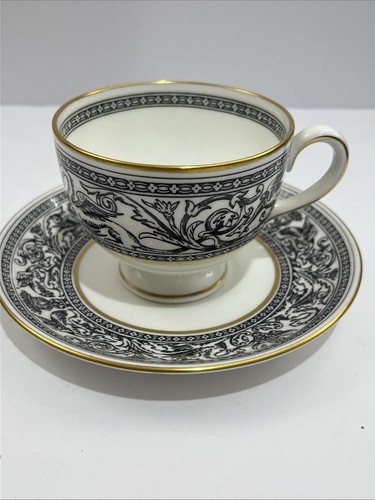 Wedgwood Florentine Black And Gold Dragons Set Of Cup And Saucer Made in England