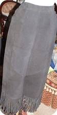 PIONEER WEAR Vintage 70's Western womens Suede Leather Long Fringe skirt S. 8