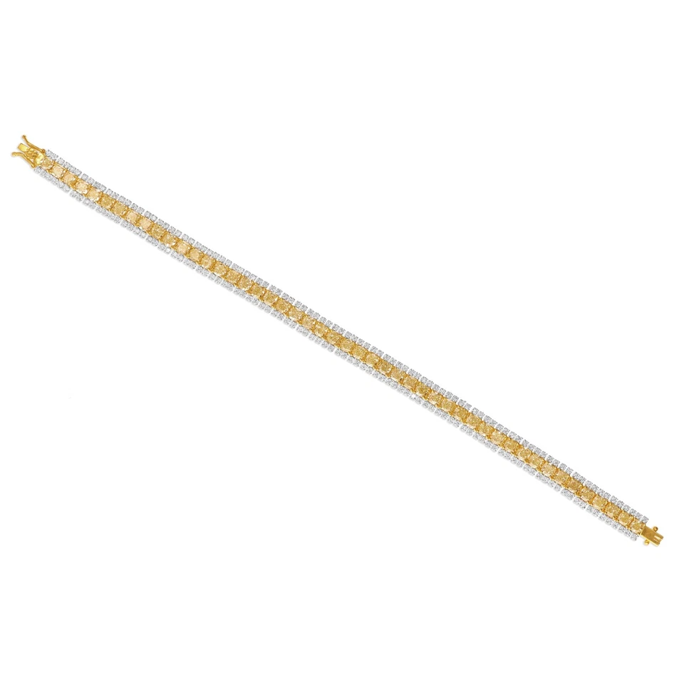 11.78 Ct Lab Grown CVD Round Cut Diamond Tennis Bracelet 14k Multi Tone Gold - Image 4 of 4