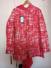 New D.e.t.a.i.l.s Intl Women's Red Reversible Packable Hooded Rain Jacket Large