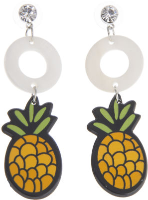 Killer Kirsche PINEAPPLE Glitzerstein Tropical ANANAS Hänger STECKER Rockabilly