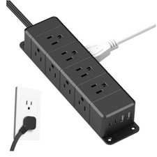 40W Fast Charging Under Desk Power Strip,12 Outlet Mountable Power Strip with