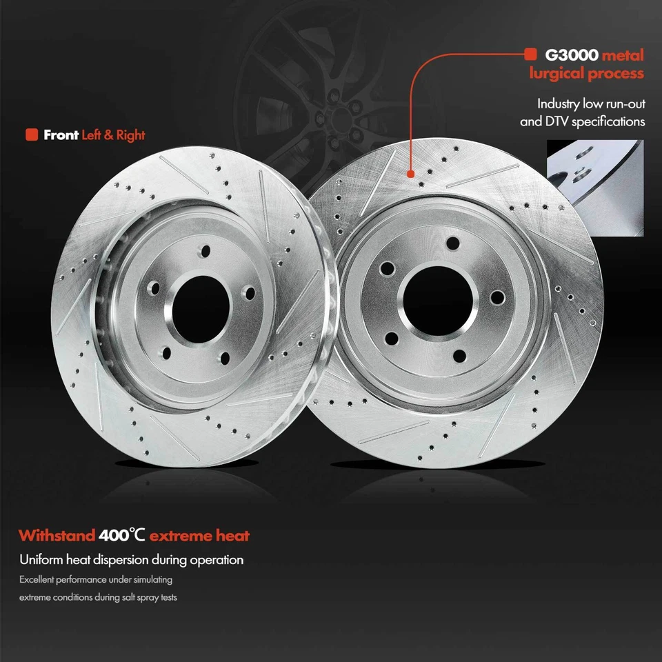 Rotor de freno delantero izquierdo y derecho perforado para Chevrolet Corvette Cadillac XLR Foto 3 de 4